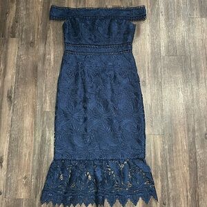 Lace Off Shoulder Midi Dress